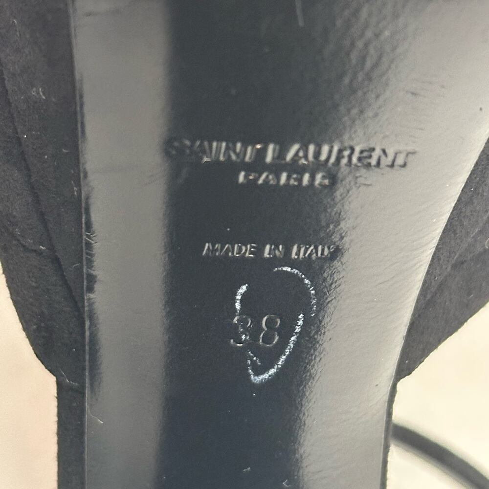 Saint Laurent Paris Candy Bow Black Suede Platform Sandals IT 38 US 8 Authentic - Picture 14 of 15
